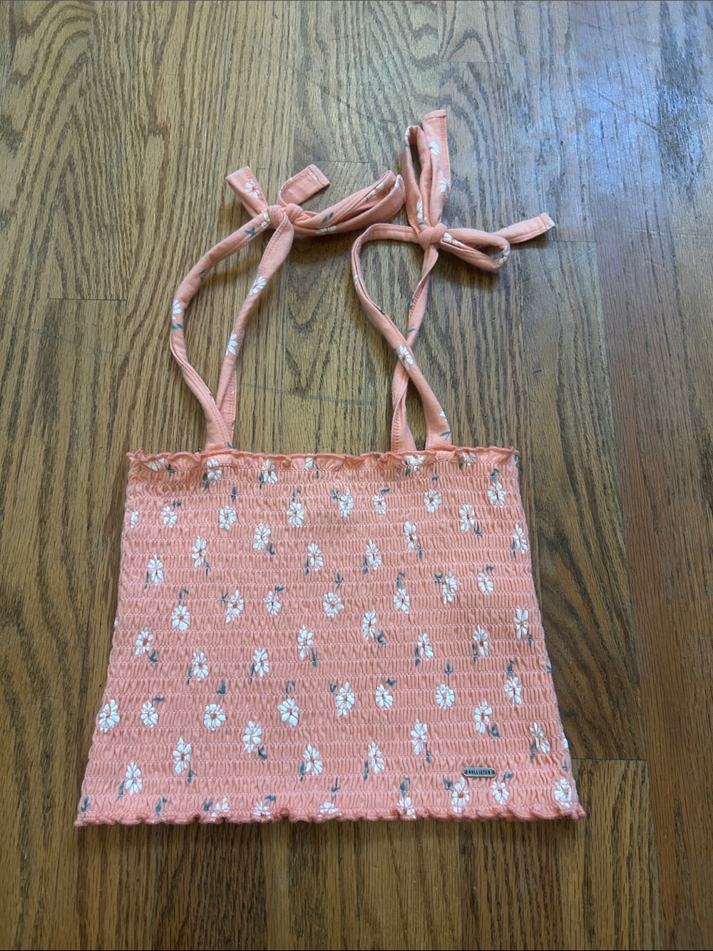 Ruched cropped tank top floral